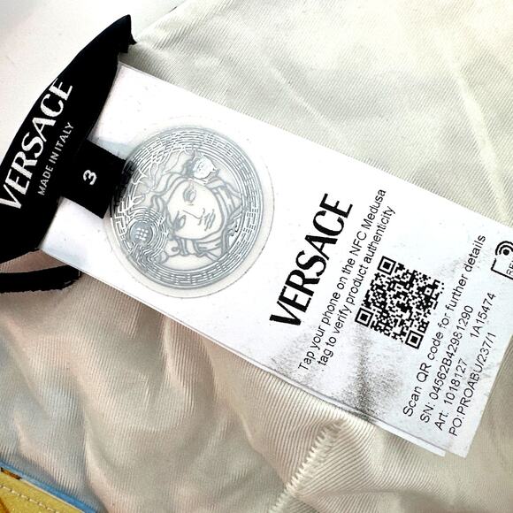 VERSACE Women's Eggshell Multicolor Baroque Print Bikini Top Size 3 Medium - Picture 8 of 14